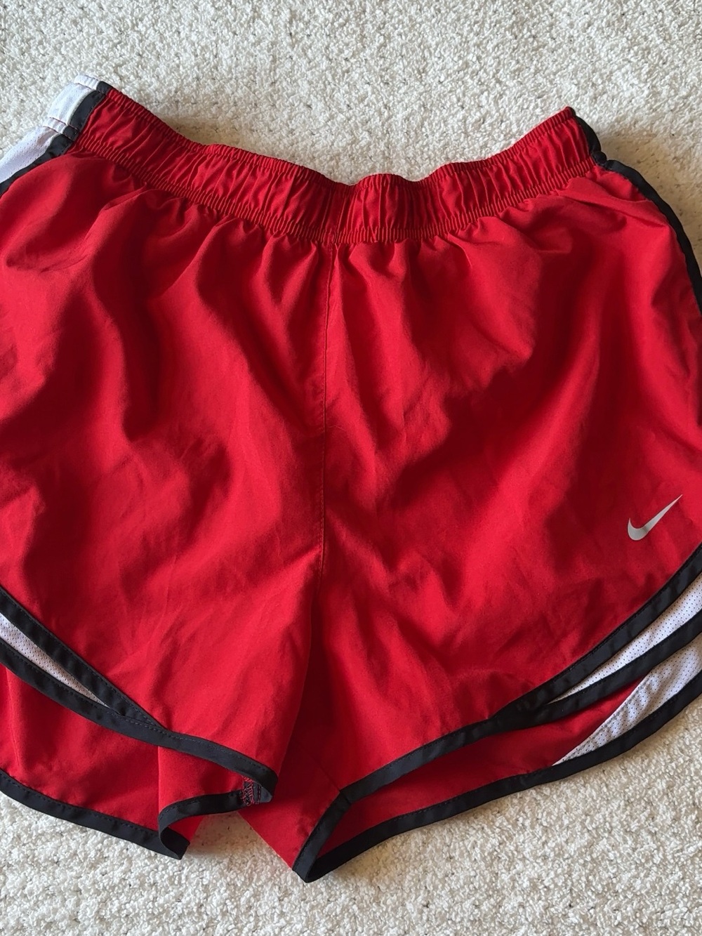 Nike Women's Red Athletic Running Shorts with Black & White Trim